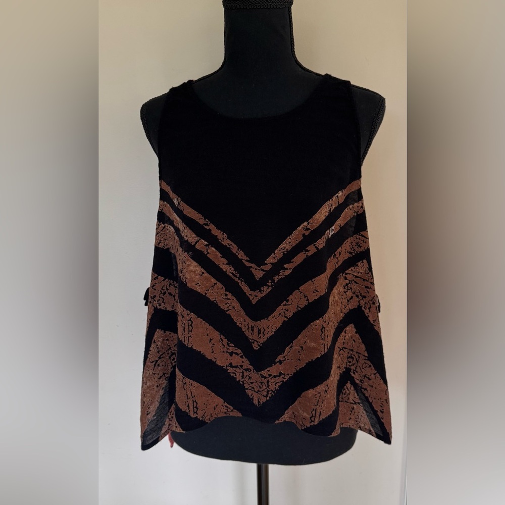 Free People Touch of Love Trapeze side tie mixed pattern‎ tank top women L